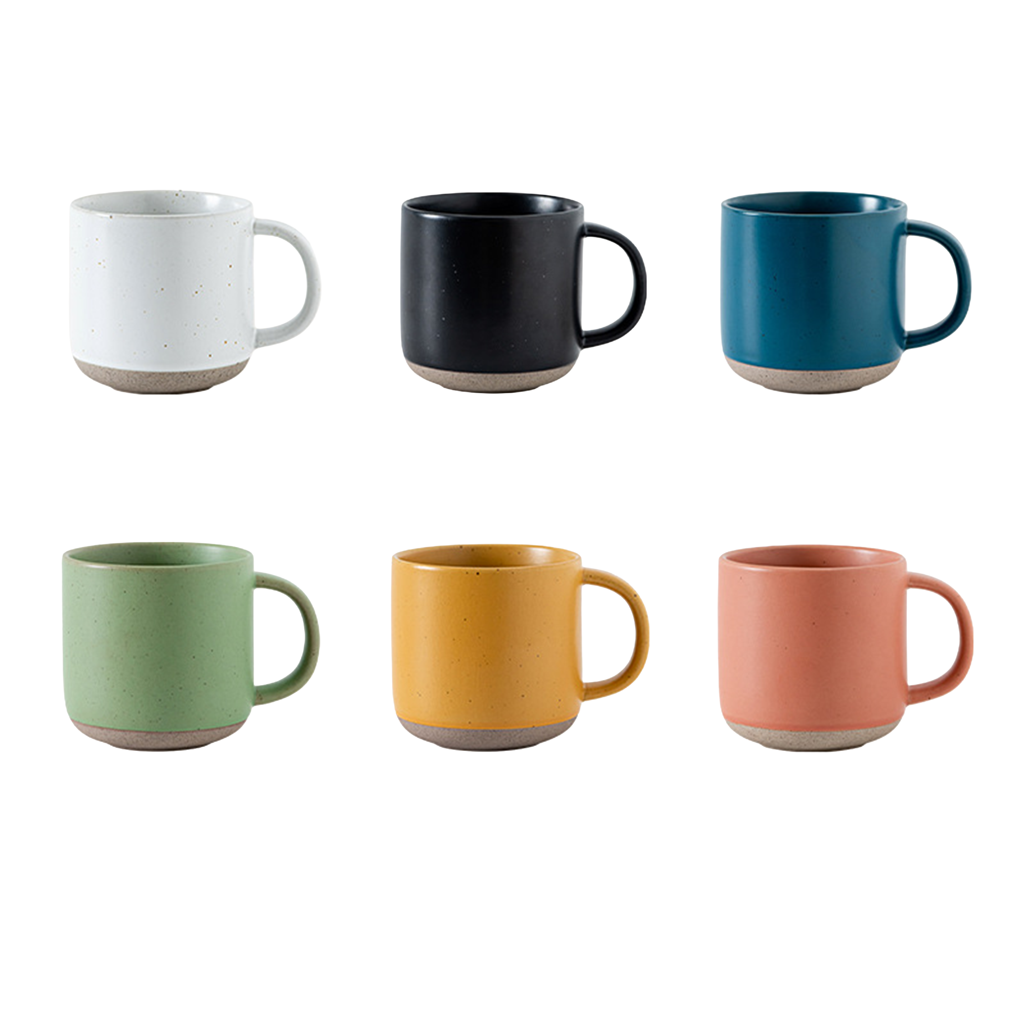 12oz Speckled Stoneware Mug Set - Natural Texture, Brown Foot, for Coffee & Breakfast